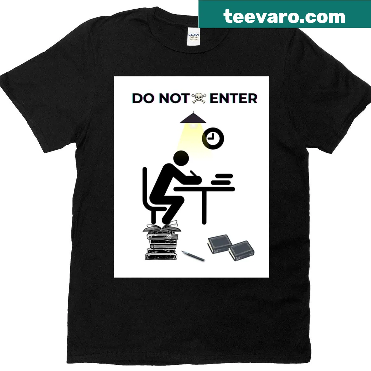 T-shirt featuring a humorous study zone sign design. — on a men's t-shirt