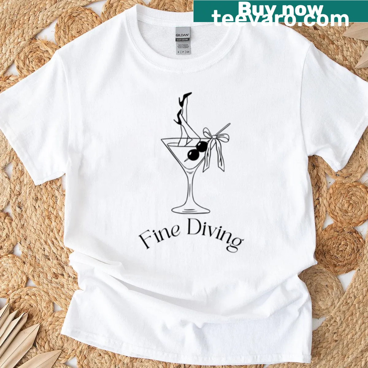 Boxy T-shirt with a realistic diving scene design — on a men's t-shirt