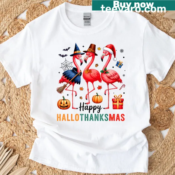 Humorous flamingo design for Halloween and Thanksgiving