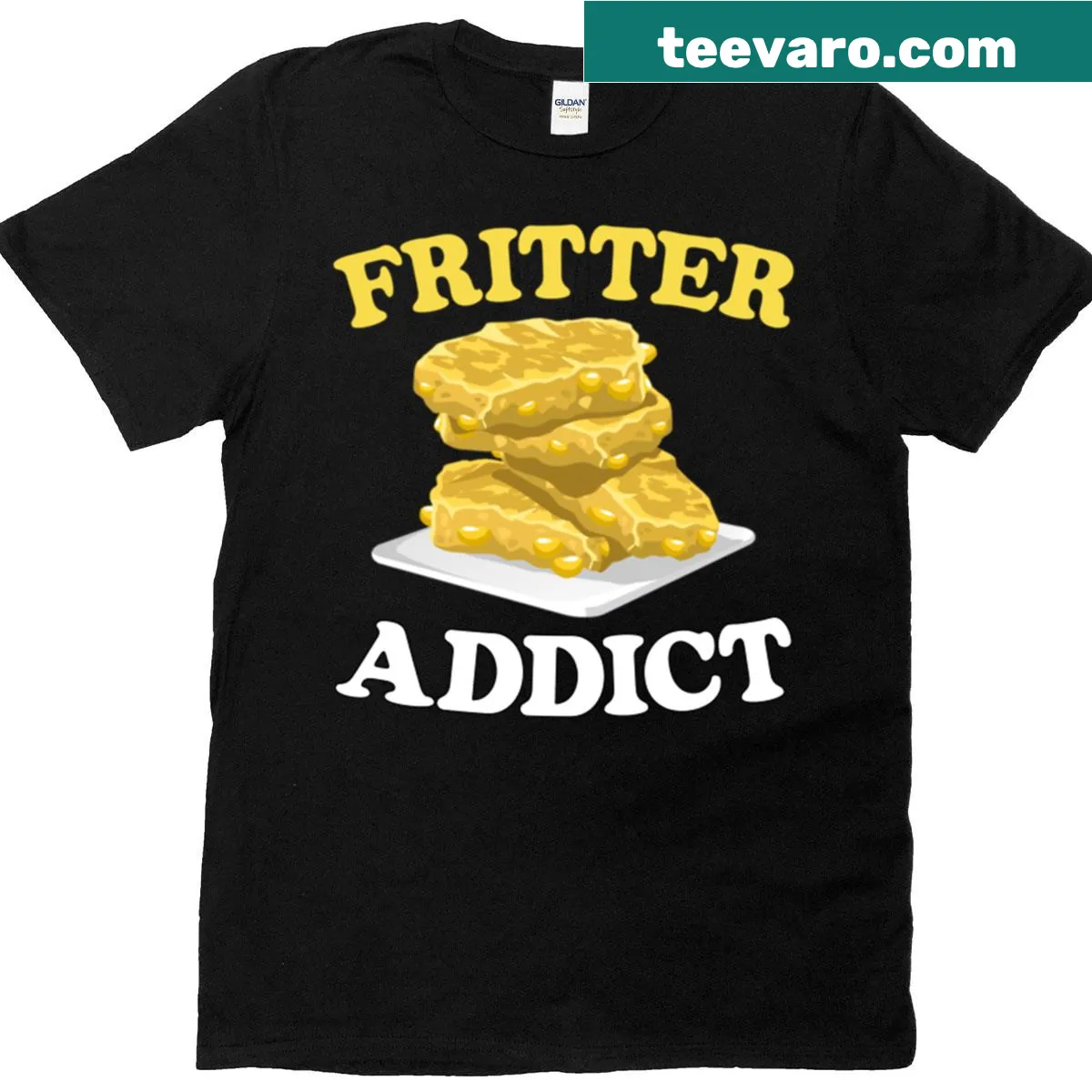 Funny typography design celebrating a fritter addiction on a t-shirt — on a men's t-shirt