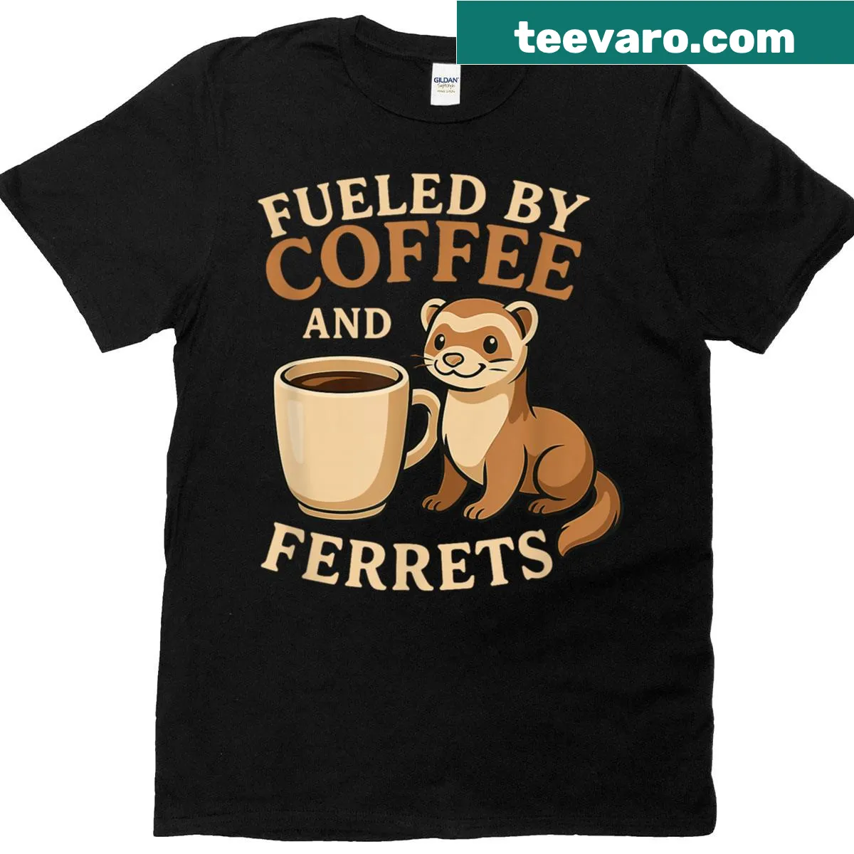 Funny coffee and ferrets graphic t-shirt — on a men's t-shirt