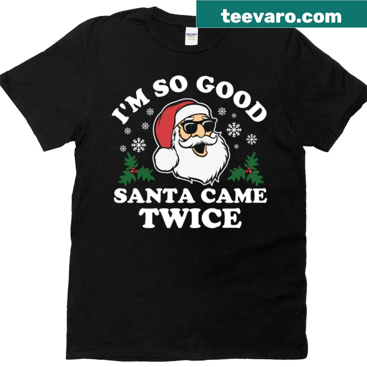 Humorous Christmas T-shirt with playful saying — on a men's t-shirt
