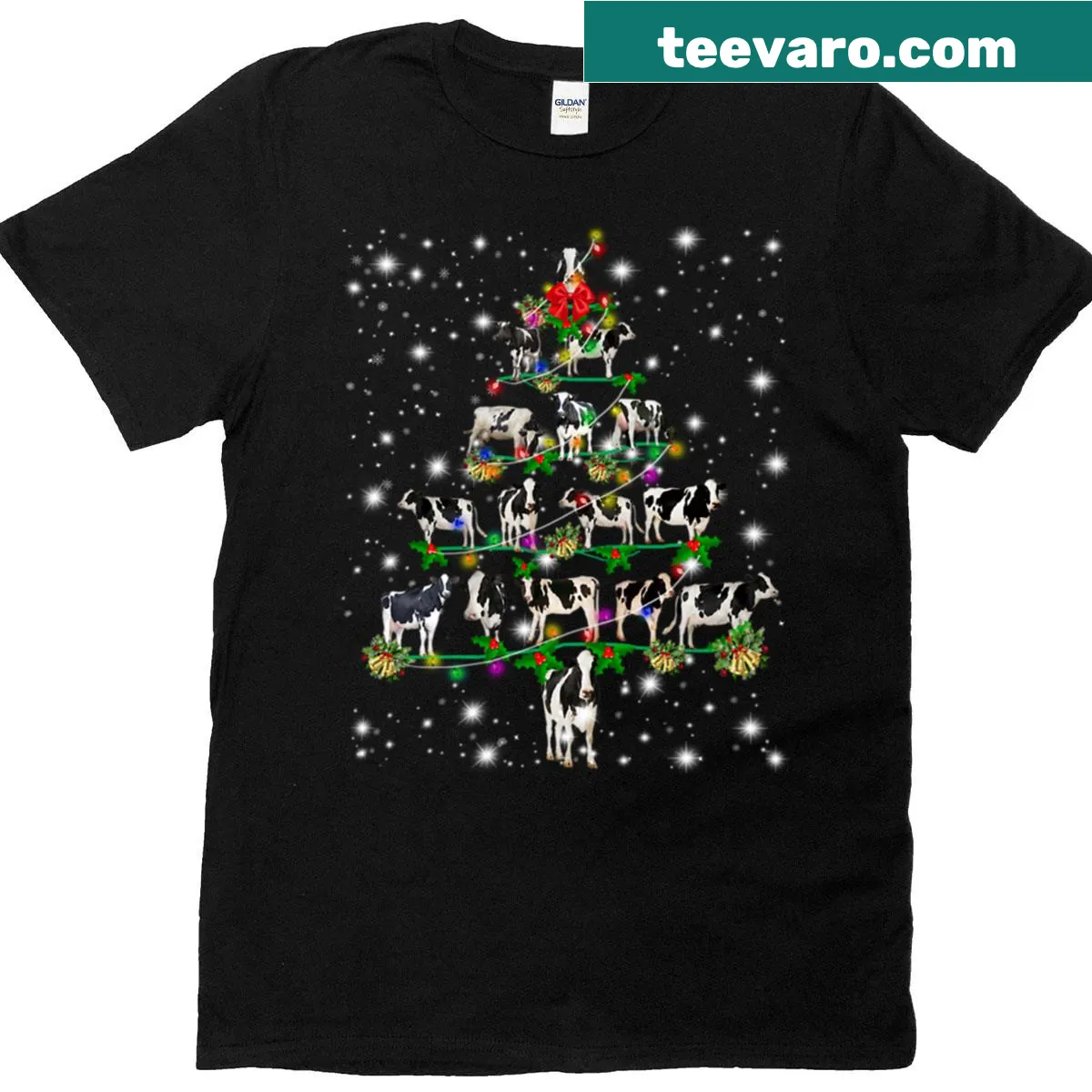 Funny cow-themed Christmas T-shirt for cow lovers — on a men's t-shirt