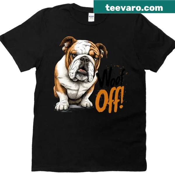 Funny minimalist dog lover T-shirt with 'Woof Off' design