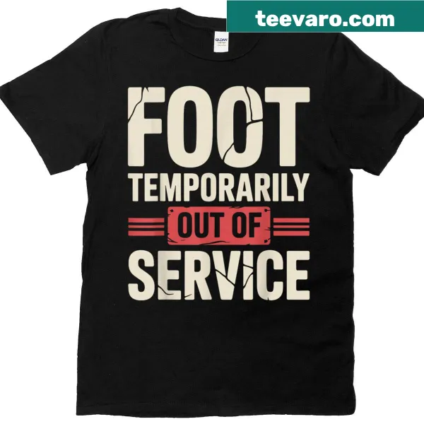 Funny foot surgery recovery T-shirt with humorous illustration
