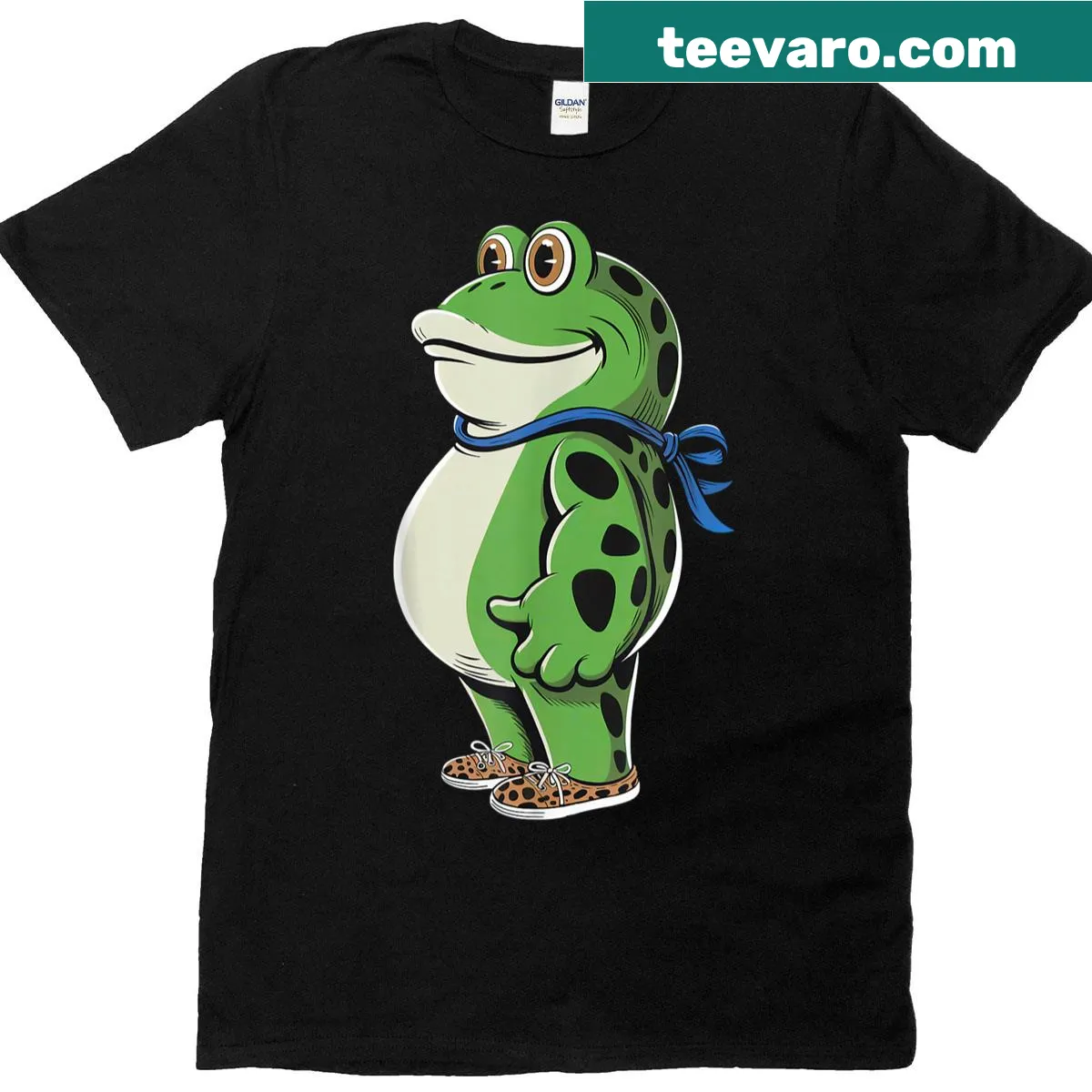 Meme-inspired hipster frog graphic T-shirt for men and women — on a men's t-shirt