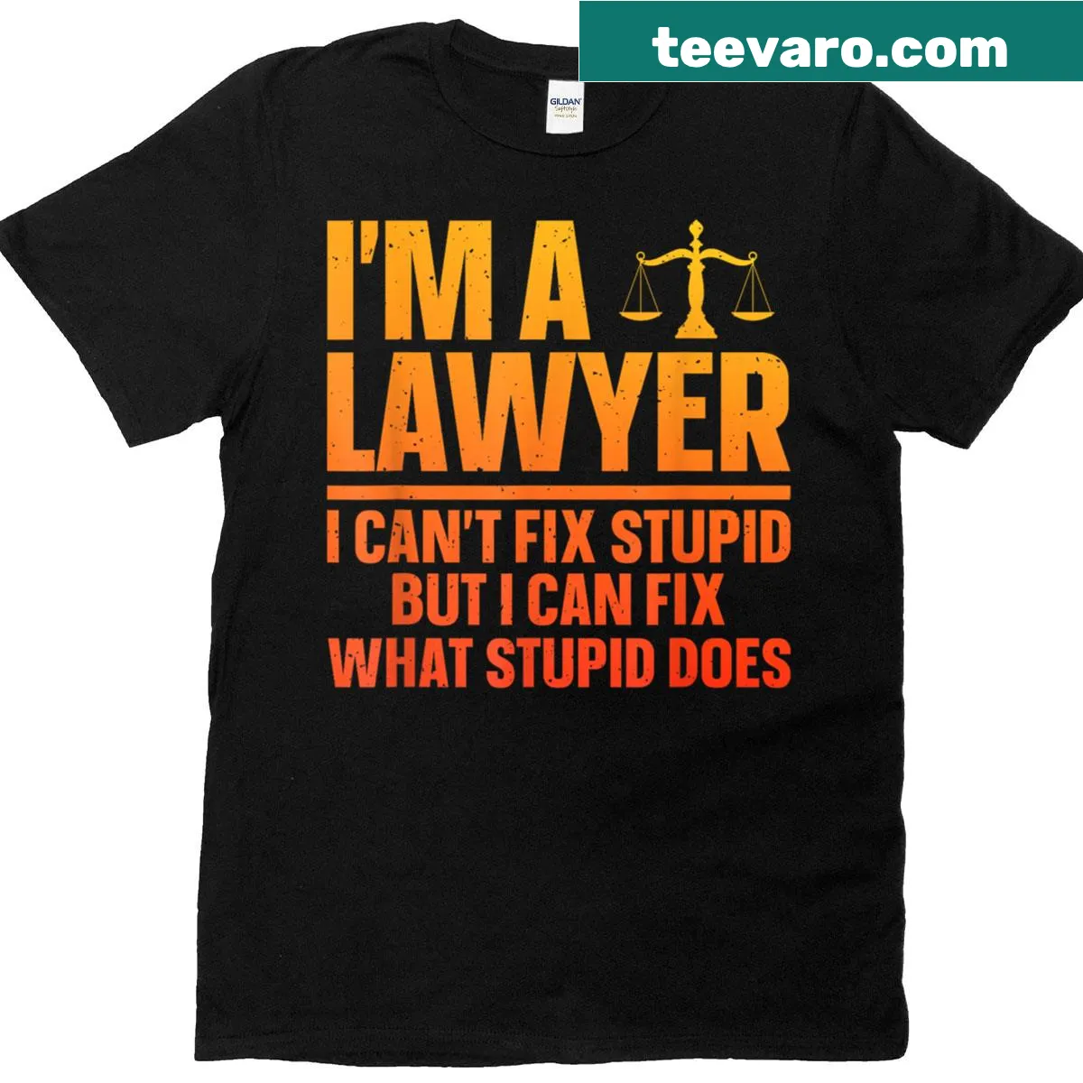 Humorous lawyer T-shirt with witty typography design. — on a men's t-shirt