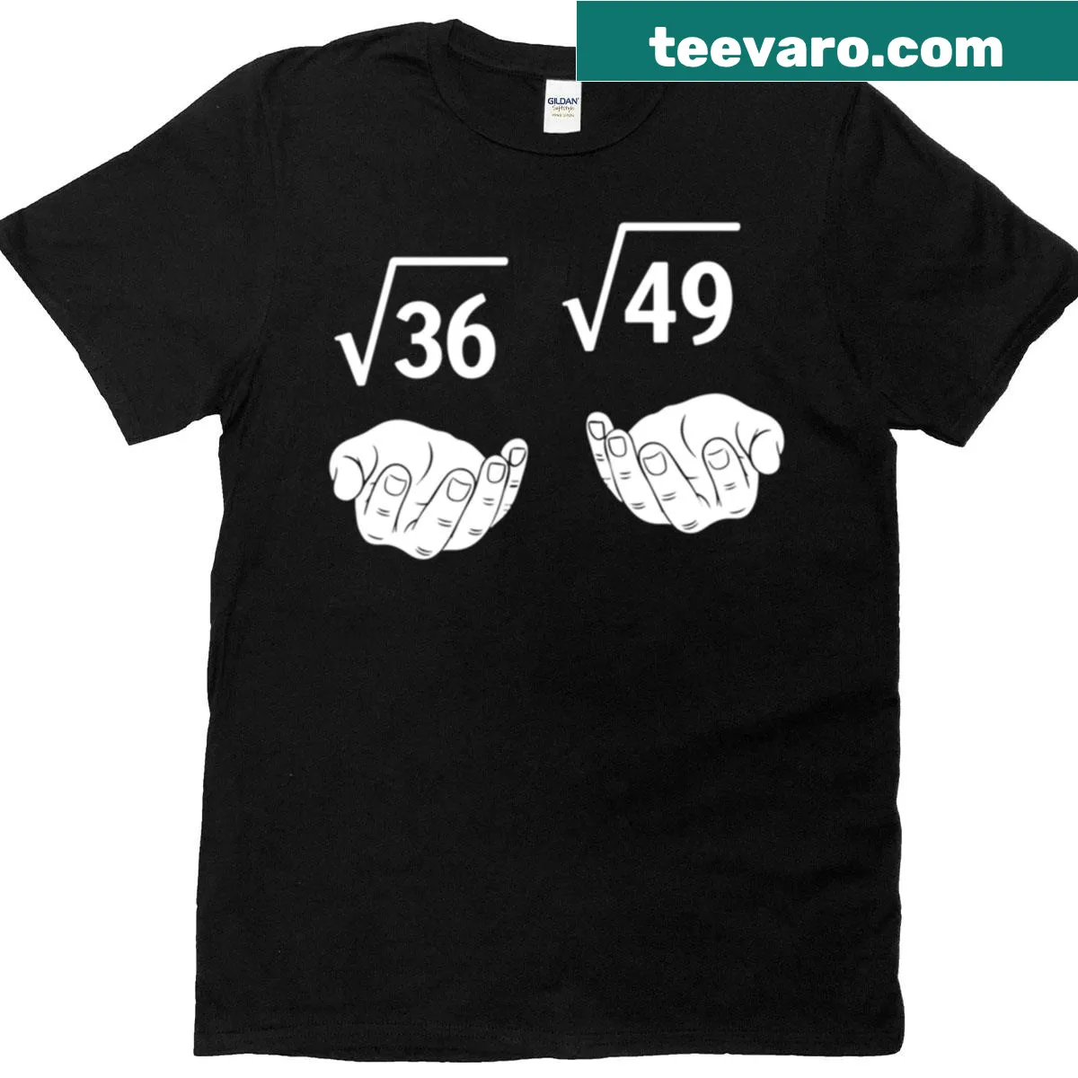 Funny math teacher T-shirt featuring the 67 meme — on a men's t-shirt