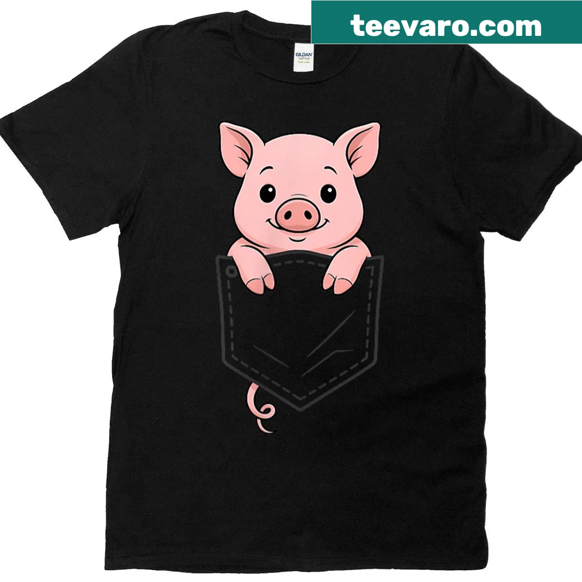 Funny pig peeking out of pocket illustration on t-shirt — on a men's t-shirt