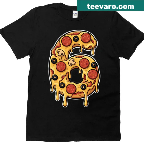 Cartoon pizza design with the phrase Number 6