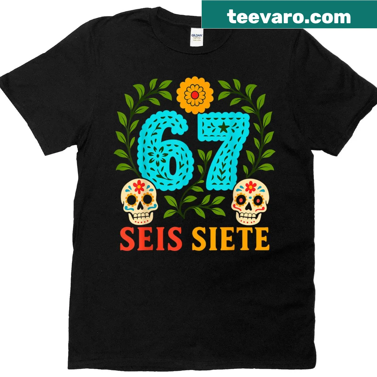 Humorous Day of the Dead t-shirt featuring a sugar skull design — on a men's t-shirt
