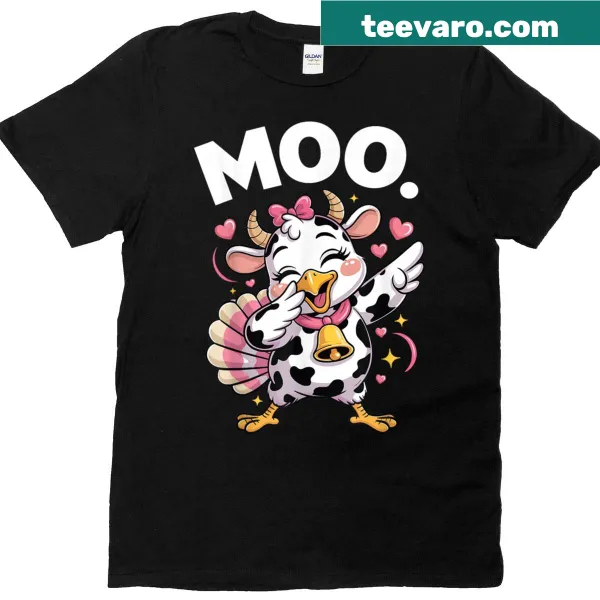 Cartoon turkey dabbing on a Thanksgiving t-shirt