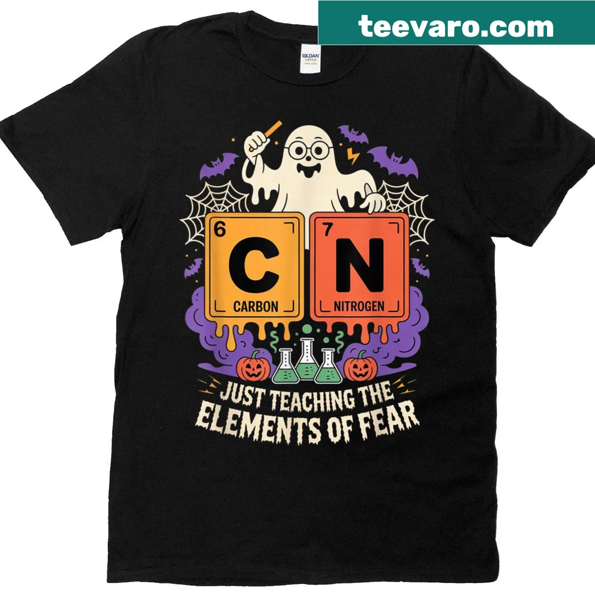 Humorous shirt with chemistry meme and periodic table reference — on a men's t-shirt