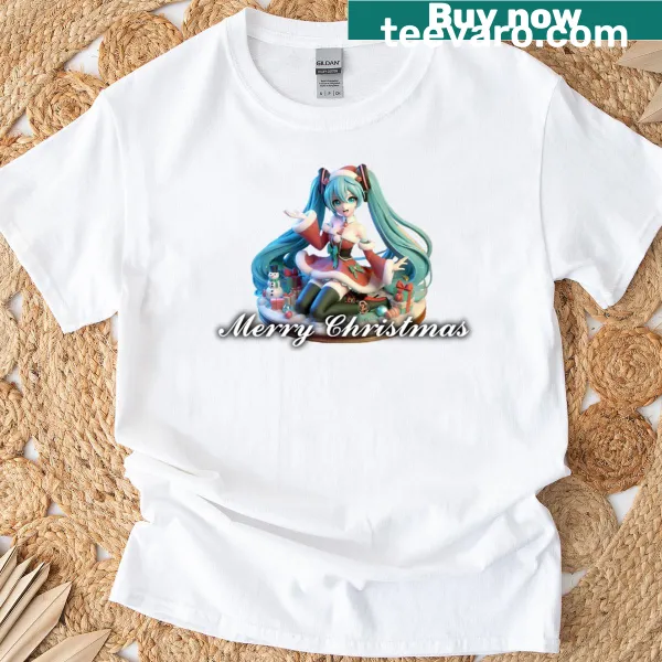 Oversized Christmas T-shirt featuring Hatsune Miku illustration