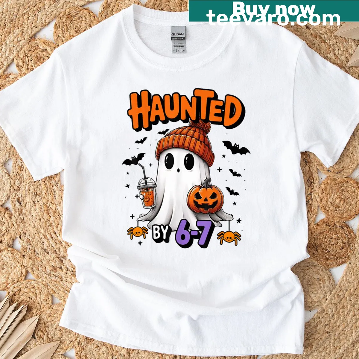 Ghost-themed Halloween t-shirt with funny meme text. — on a men's t-shirt