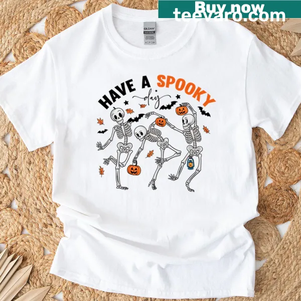 Playful Halloween tee with 'Have A Spooky Day' text