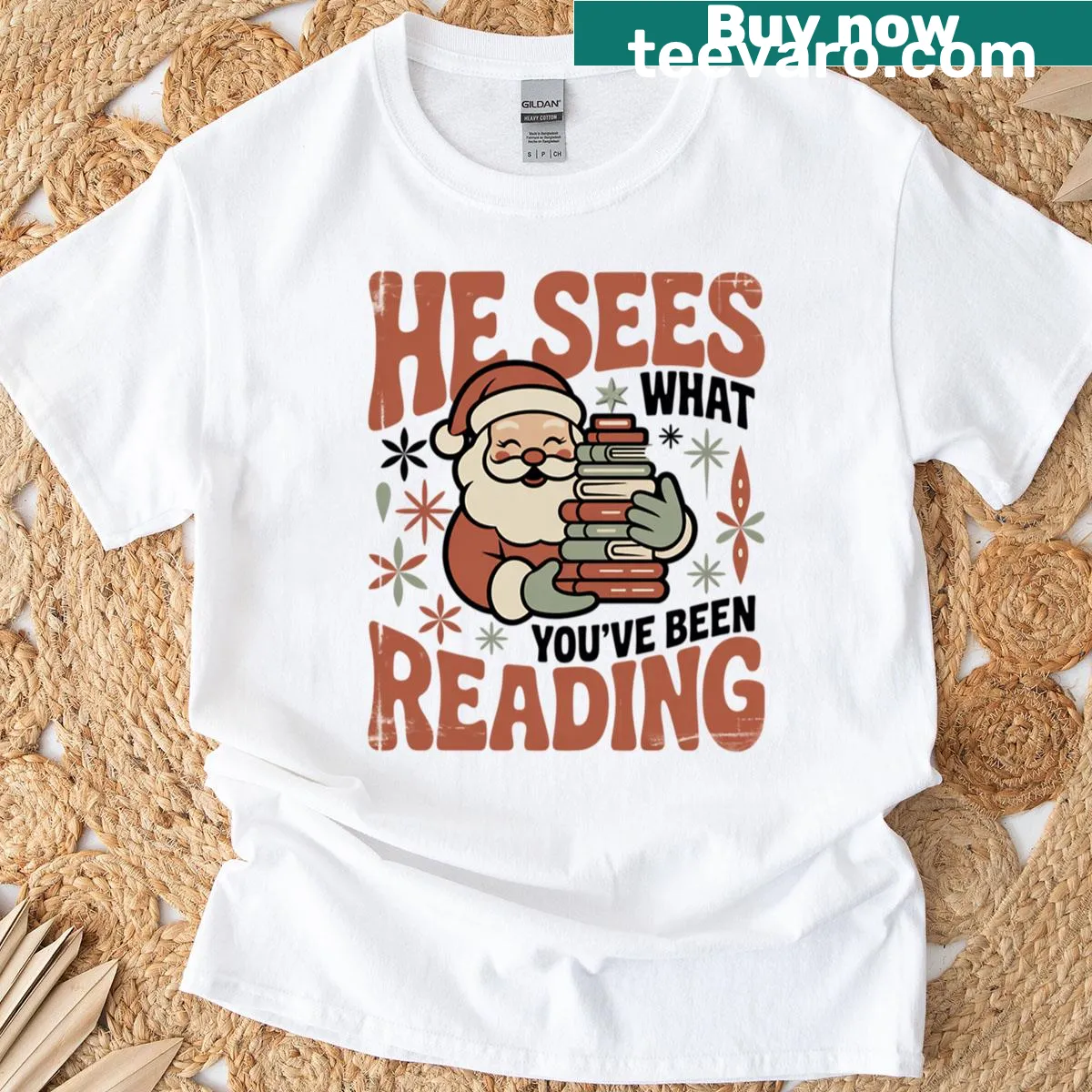 Cozy holiday-themed shirt for book lovers with a fun quote — on a men's t-shirt