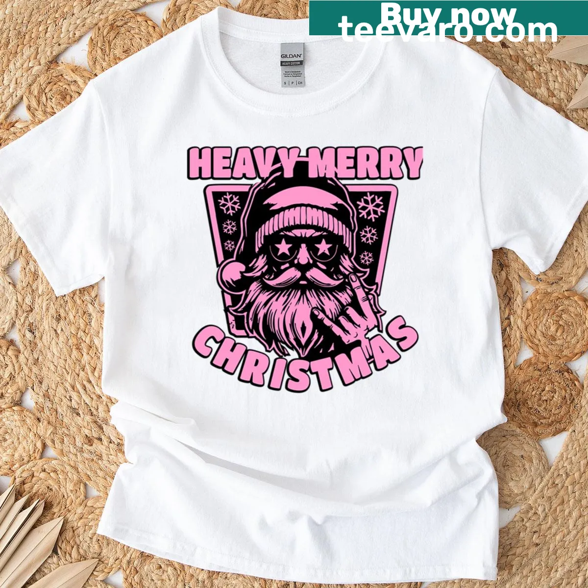 Heavy metal Santa graphic t-shirt with a vintage style. — on a men's t-shirt