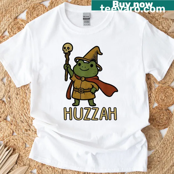 Charming frog wizard illustration in a whimsical style