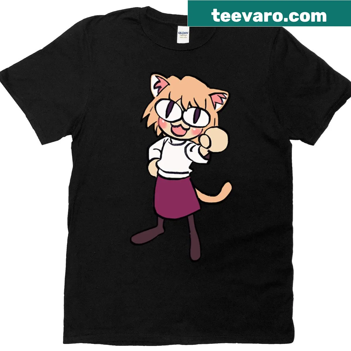 Cartoon illustration of Neco Arc from Tsukihime on t-shirt — on a men's t-shirt