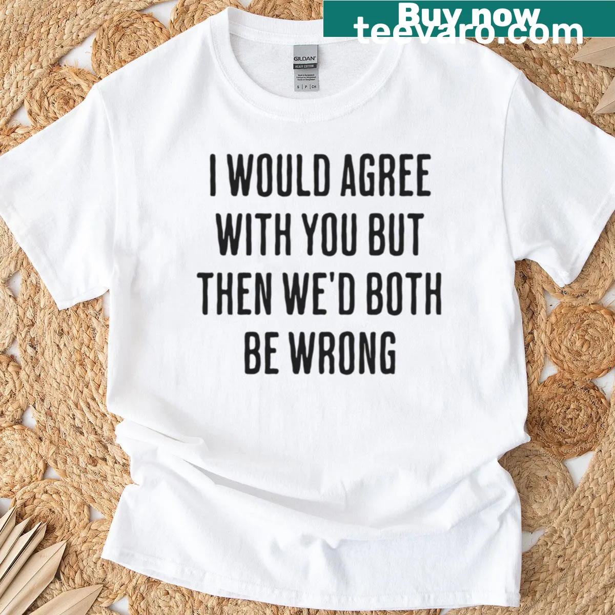 Witty saying typography t-shirt — on a men's t-shirt