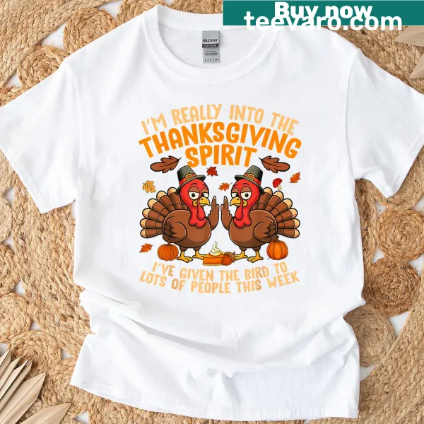 Thanksgiving-themed T-shirt with humorous turkey design