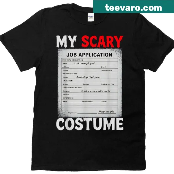 Funny Halloween job application meme design on t-shirt