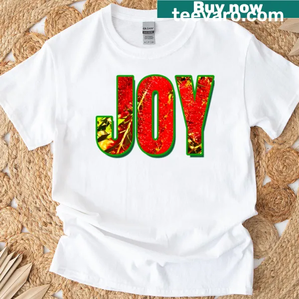 Floral art Christmas shirt featuring red bottlebrush decor