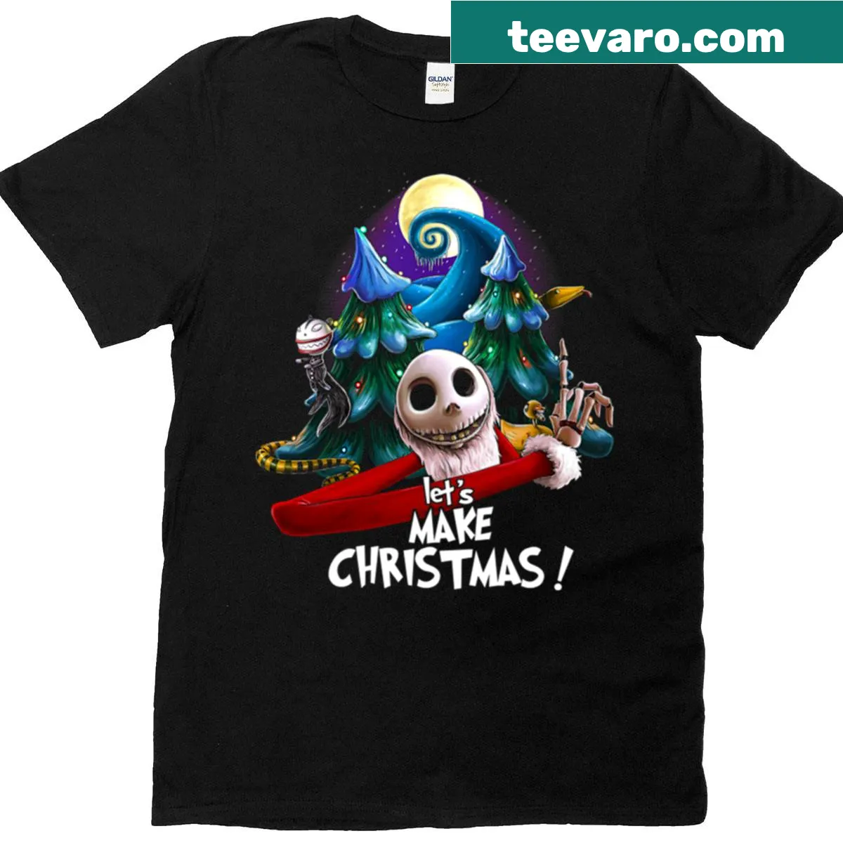 T-shirt with the phrase 'Let's Make Christmas' in cheerful typography — on a men's t-shirt