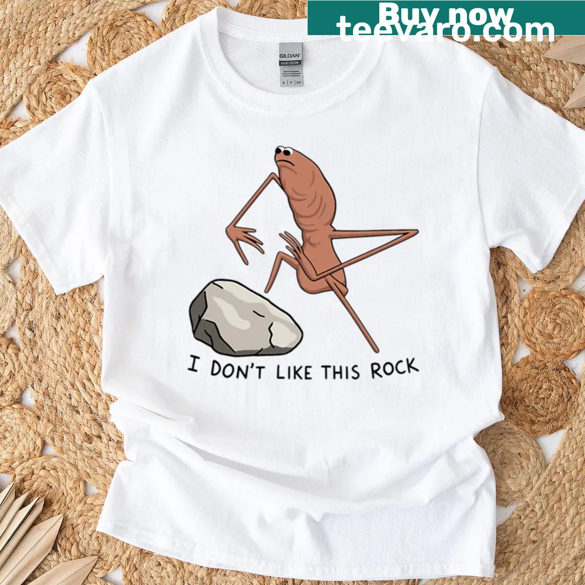 Oversized t-shirt featuring Marcus the Worm with a funny Christmas quote — on a men's t-shirt