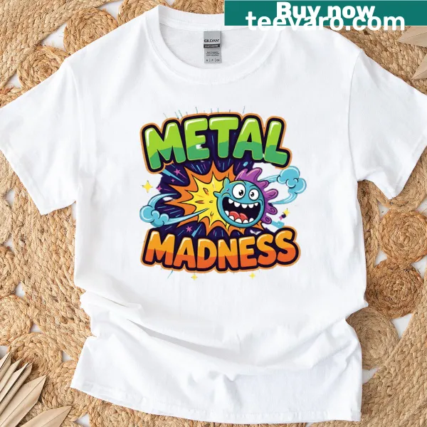 Oversized T-shirt with cartoon monster explosion design for metal music fans