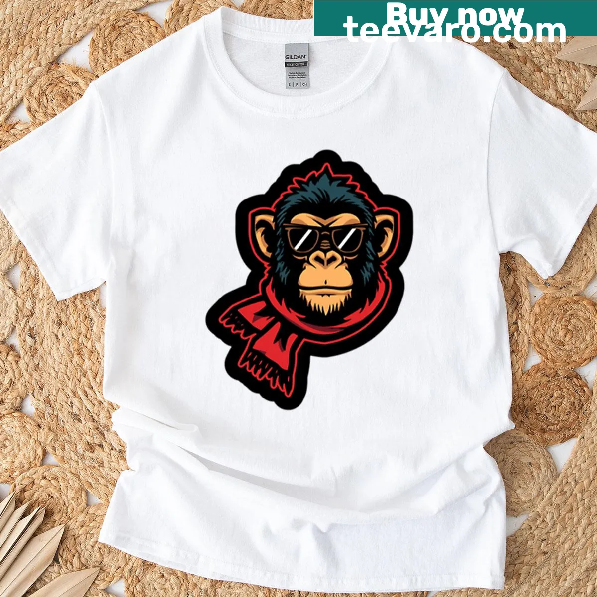Playful monkey illustration on a swagger-themed t-shirt. — on a men's t-shirt