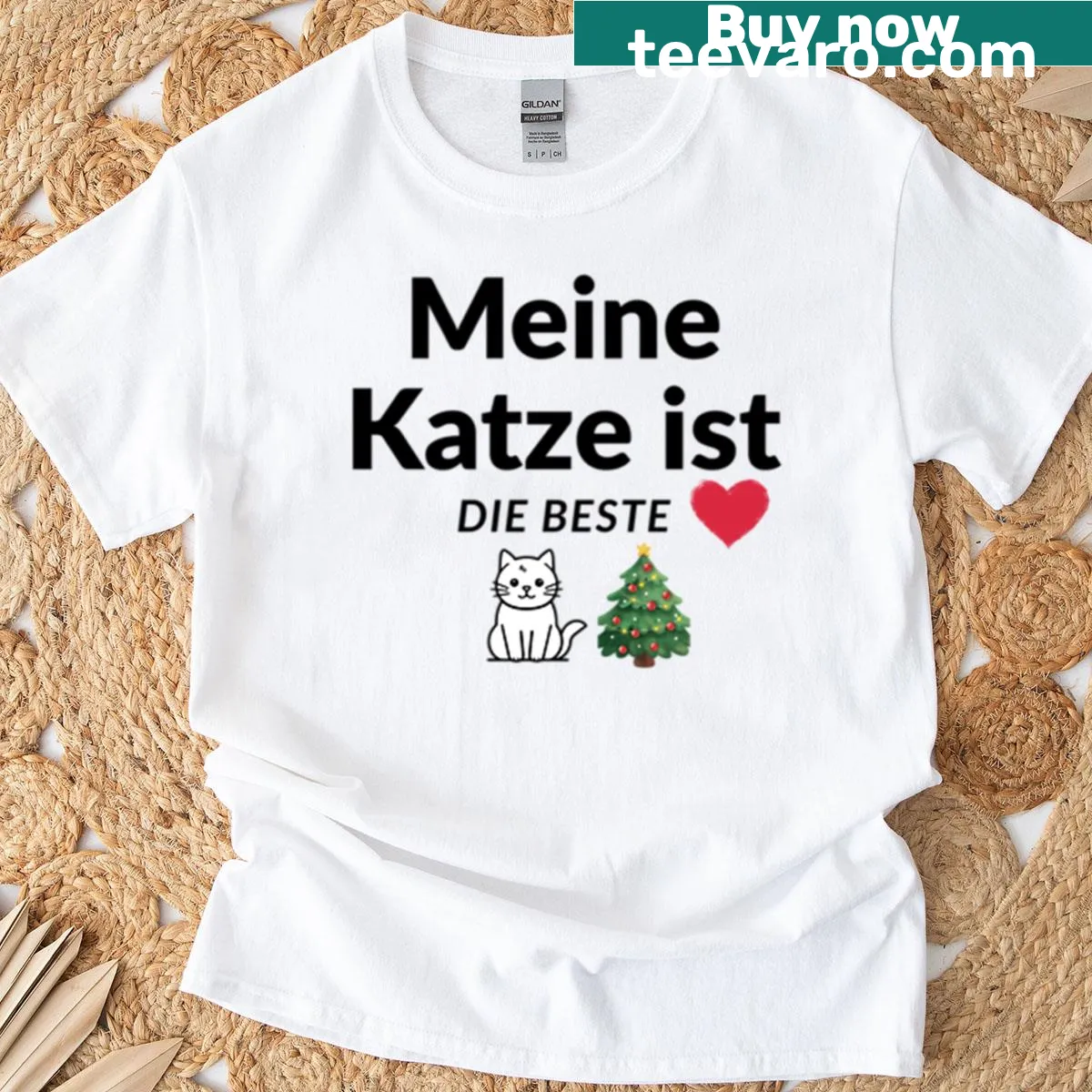Cute Christmas design featuring a cat and text on a t-shirt — on a men's t-shirt
