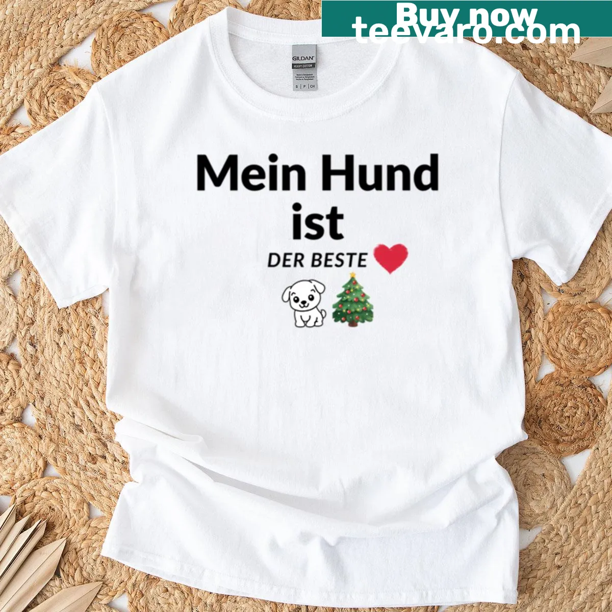 Cute Christmas design featuring 'My Dog Is The Best' for dog owners. — on a men's t-shirt