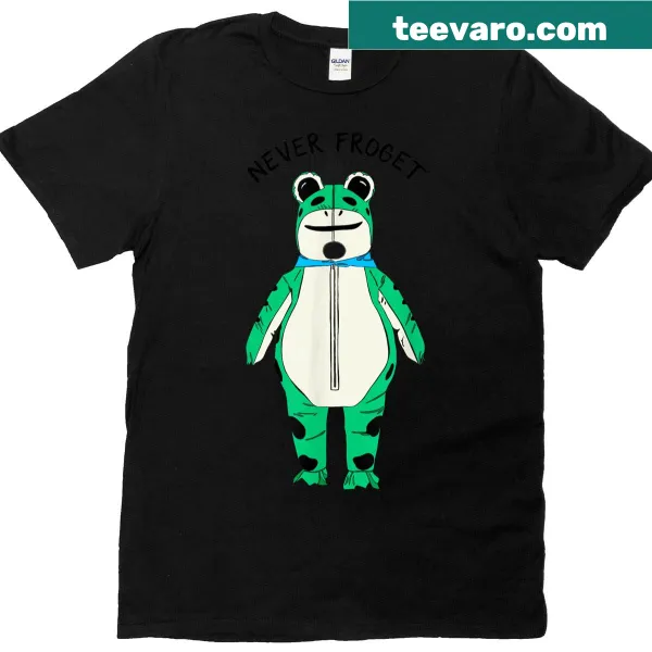 Graphic t-shirt featuring inflatable frog costume design