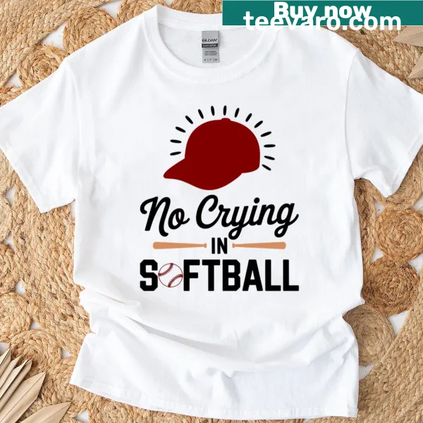 Funny t-shirt with 'No Crying In Softball' text