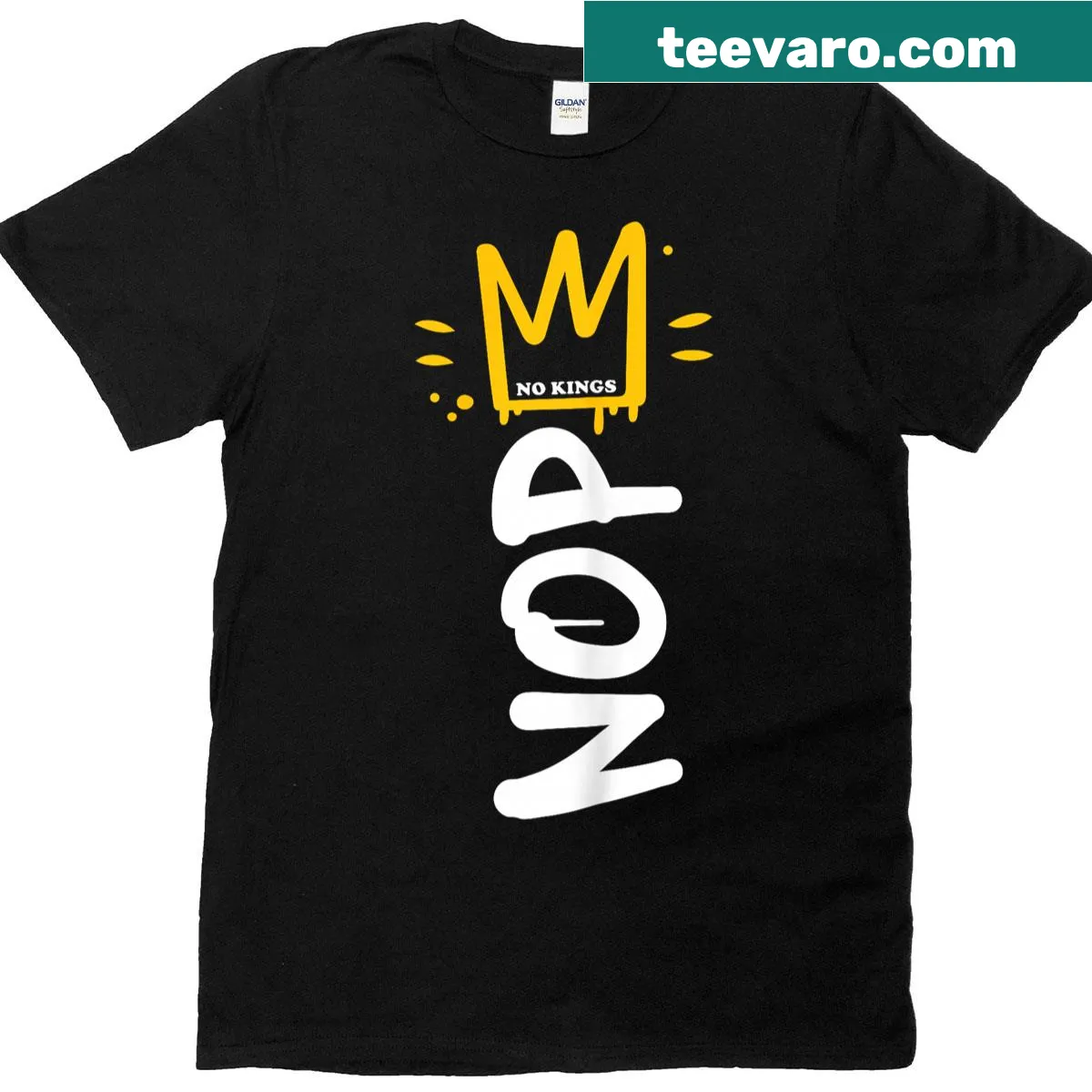 Protest T-shirt with 'No Kings Day 2025' and vertical 'Nope' graphic — on a men's t-shirt