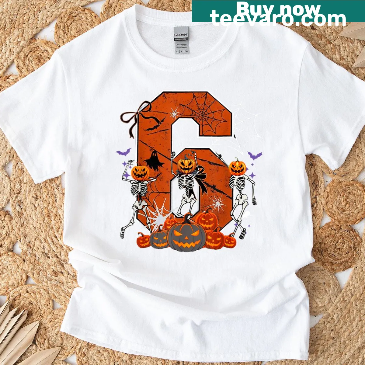 Dancing skeleton graphic with meme text on a Halloween T-shirt for women — on a men's t-shirt