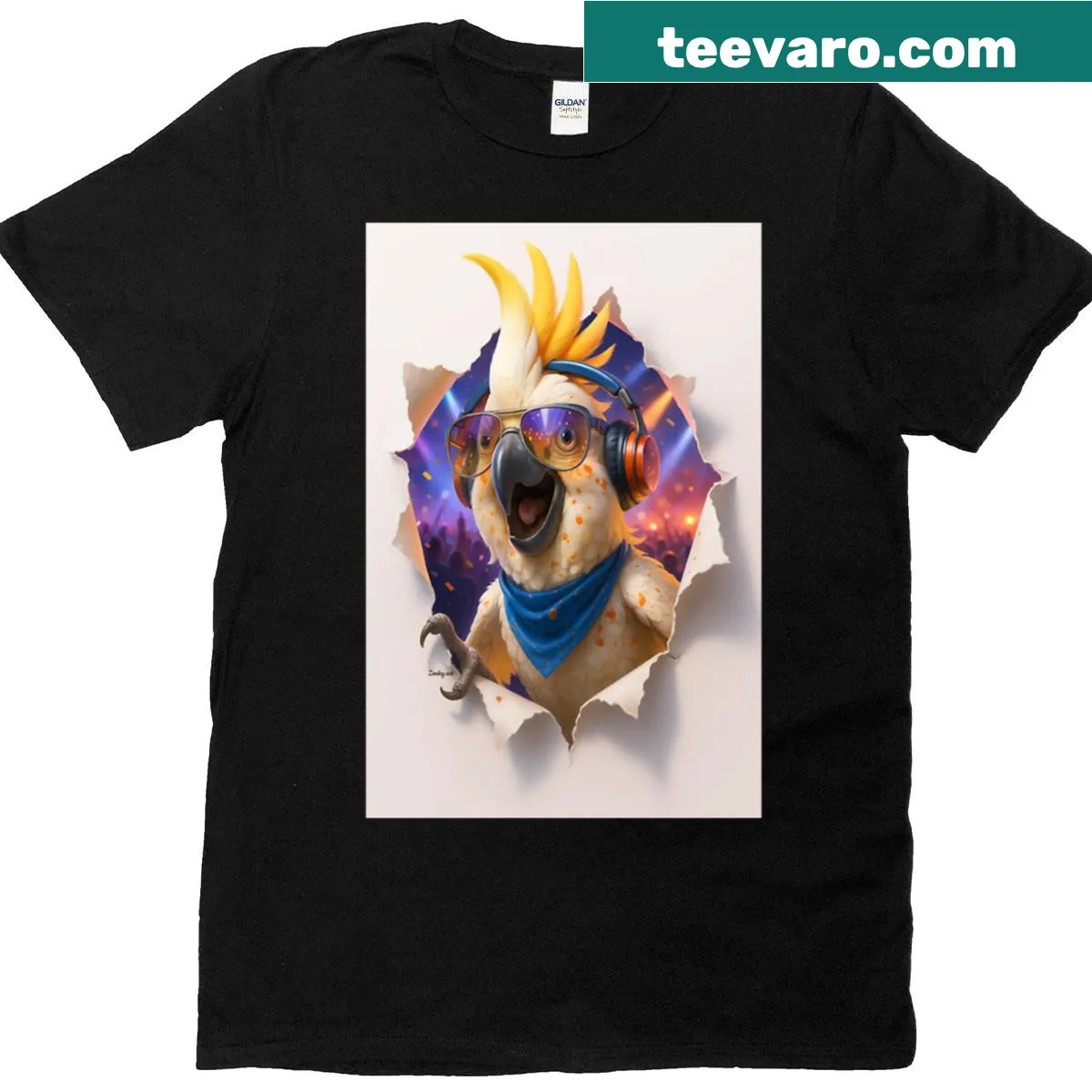 Fun Party Parrot graphic on a premium t-shirt, perfect for celebrations — on a men's t-shirt