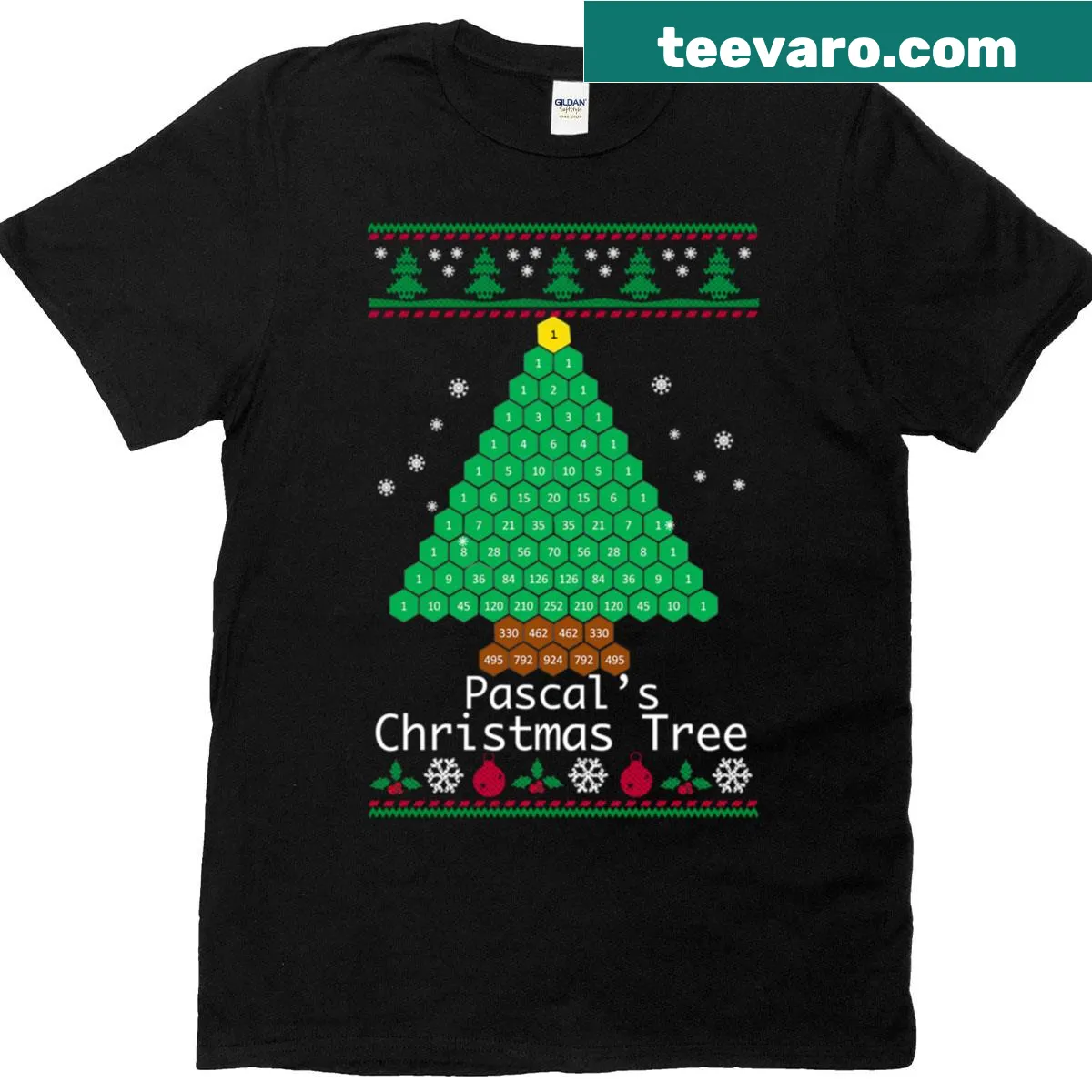 Illustration of a festive Christmas tree on a holiday t-shirt — on a men's t-shirt
