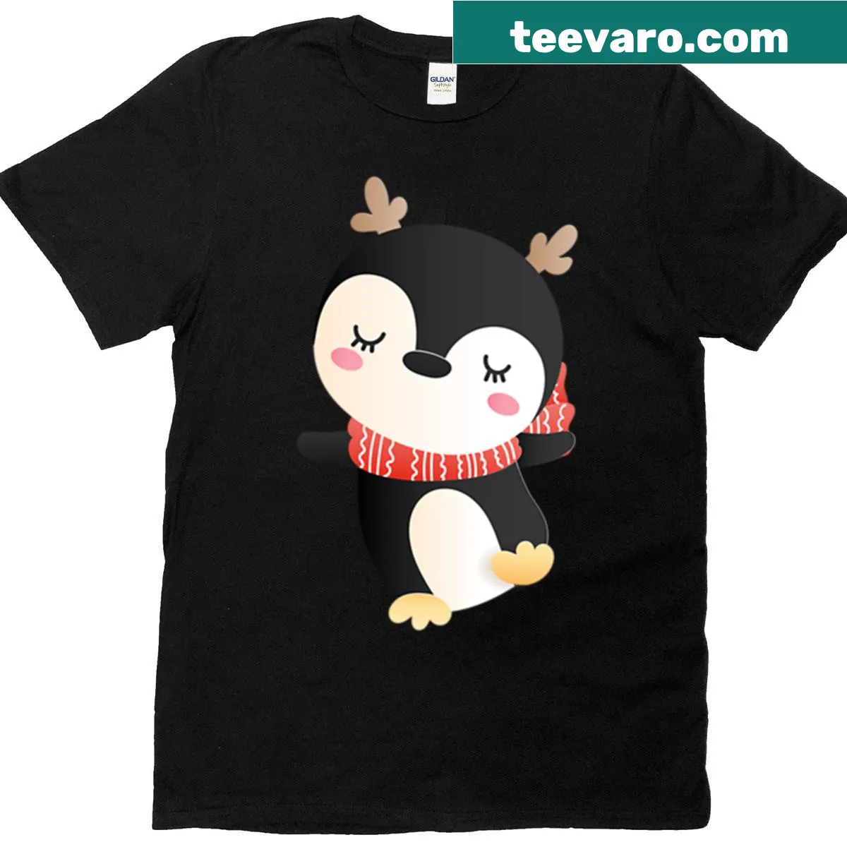 Oversized t-shirt featuring a festive penguin graphic — on a men's t-shirt