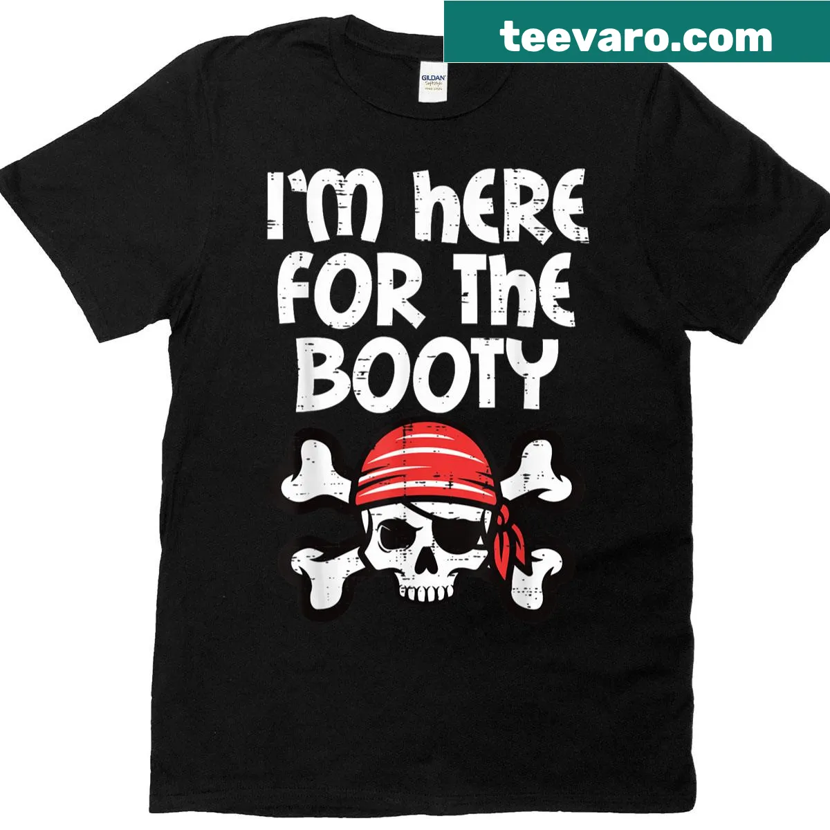 Funny pirate T-shirt with Jolly Roger and humorous text — on a men's t-shirt