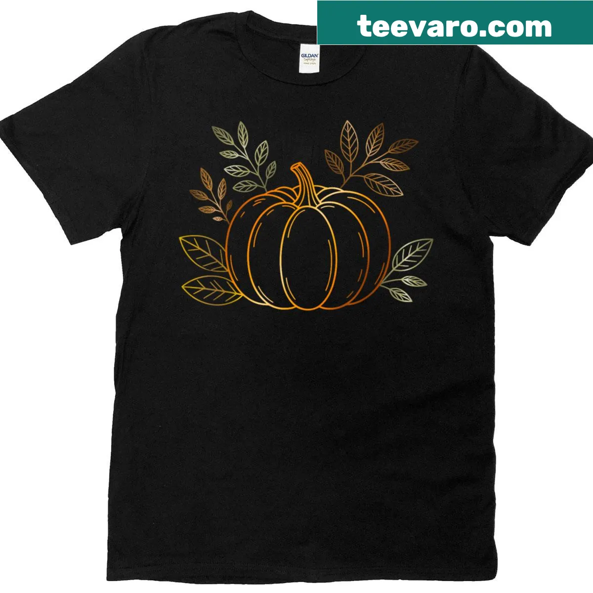 Thanksgiving-themed t-shirt featuring a pumpkin design — on a men's t-shirt