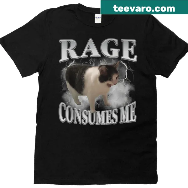 Humorous Rage Consumes Me cat meme t-shirt