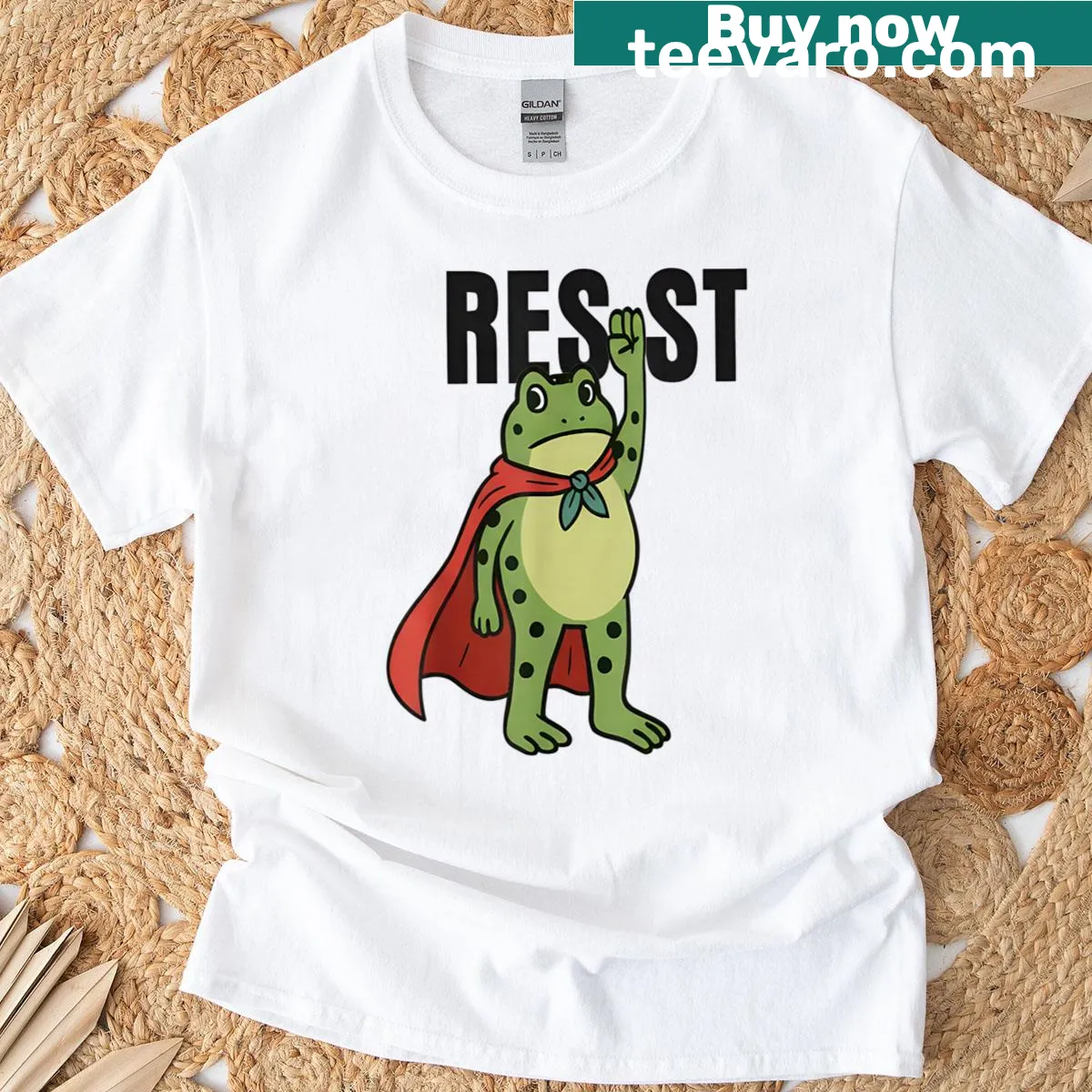 Vintage t-shirt featuring a frog meme with humorous text — on a men's t-shirt