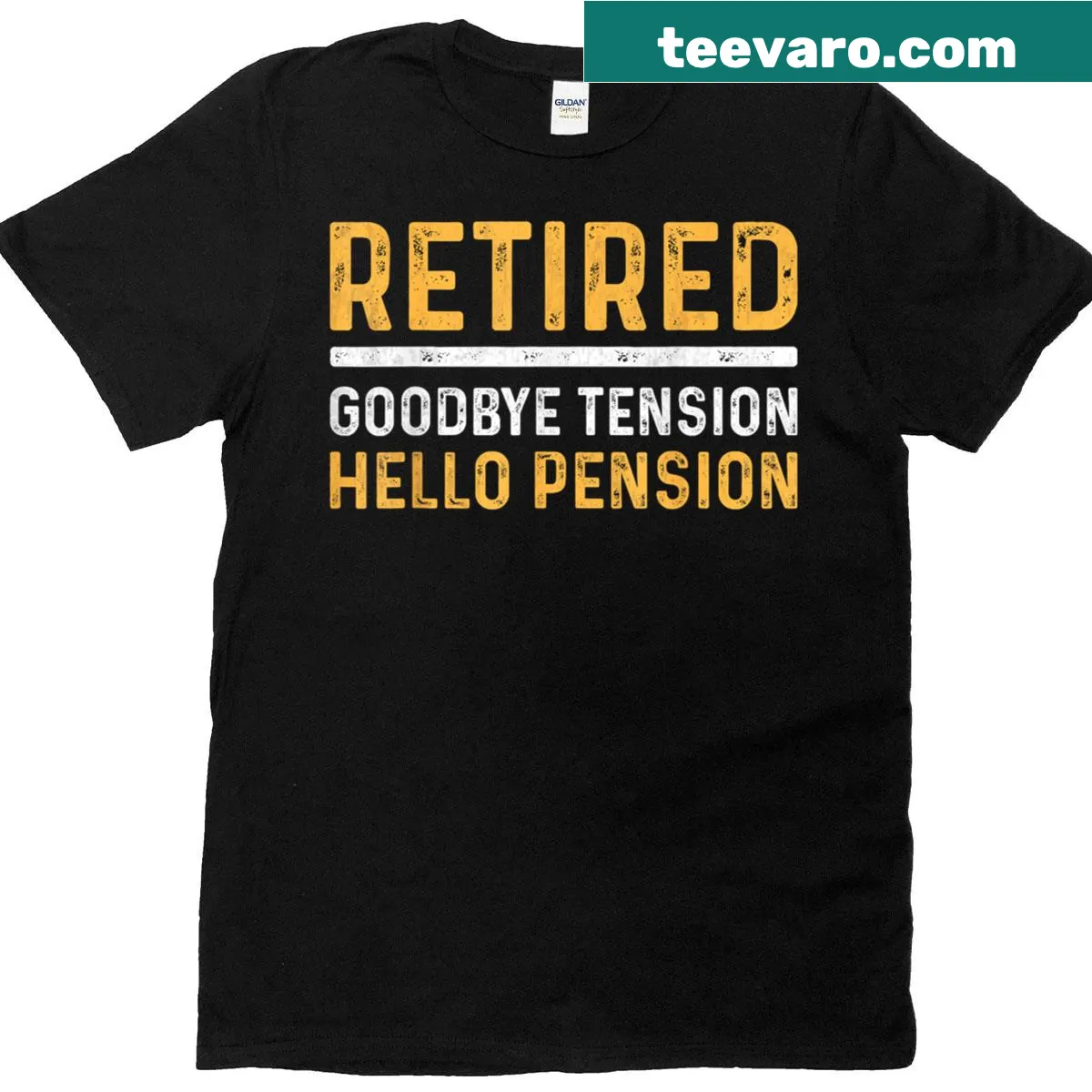 Funny retirement t-shirt with bold graphic — on a men's t-shirt