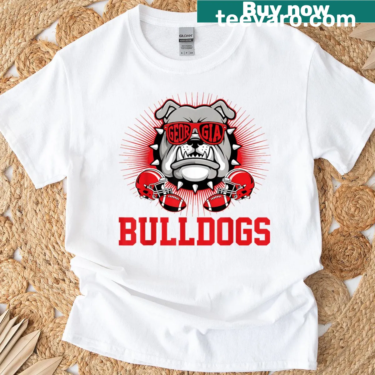 Cute bulldogs graphic t-shirt design for dog lovers — on a men's t-shirt