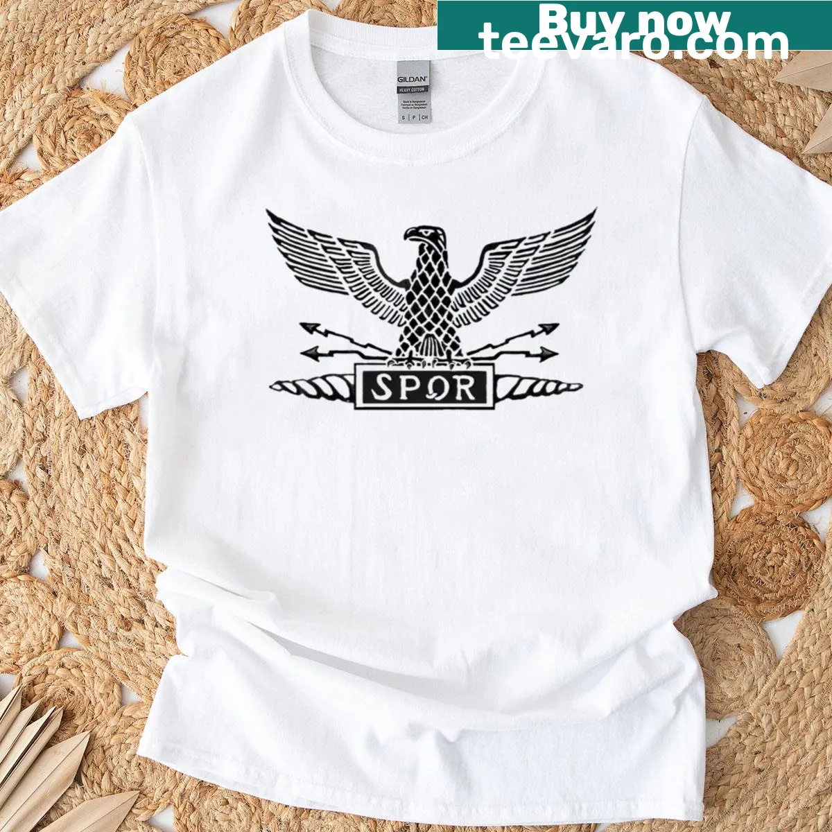 Illustration of a samurai rooster with sushi-themed innuendo — on a men's t-shirt