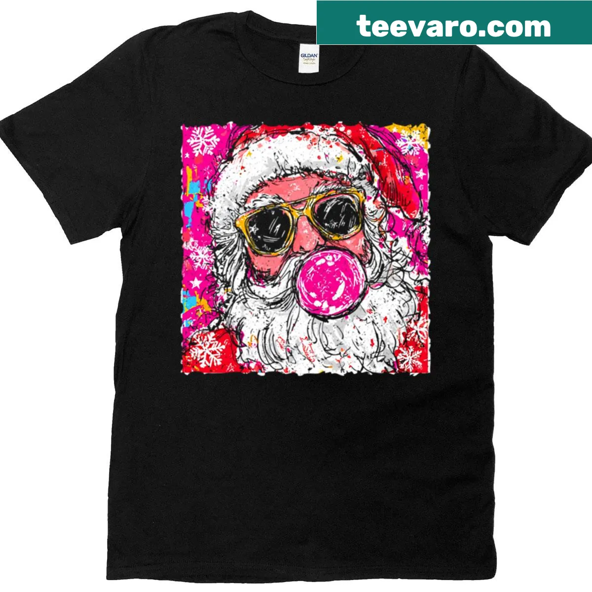 Christmas T-shirt featuring a jolly Santa Claus graphic — on a men's t-shirt