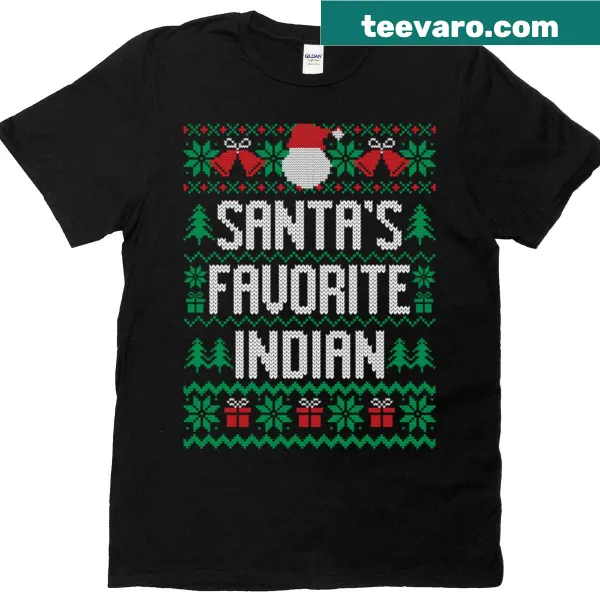 Santa's Favorite Indian T-shirt with playful typography for the holidays
